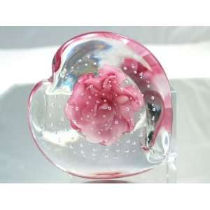  Glass Art Pink Bubble Handmade Art Glass Paperweight Pw 324 Home