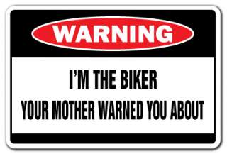 THE BIKER Warning Sign motorcycle signs hog gag funny gift bike 