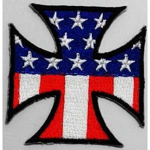 Iron Cross USA Flag Biker Clothing Jacket Shirt Embroidered Iron 