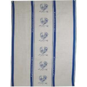  Le Cadeaux Rooster Pair Blue Linen Dish Towels