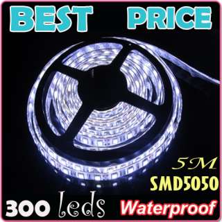 5m 12v white/blue/red waterproof flexible 5050 smd 300 led strip light 