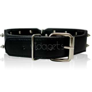 23 26 black Leather 16 spiked dog collar large spikes  