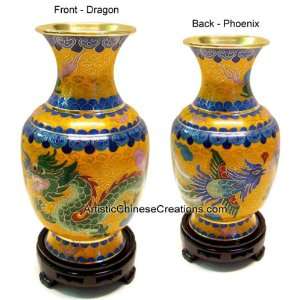  Chinese Crafts / Chinese Cloisonne Vase   Dragon & Phoenix Home