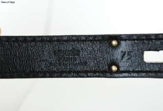 NBU Authentic HERMES Silver tone Kelly Belt 75 Black Leather w/ Box 