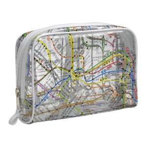  Clear Vinyl NYC Map Toiletry Bag w/ White Trim Beauty