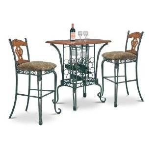    Bar Table with Wine Rack Bronze & Oak Finish