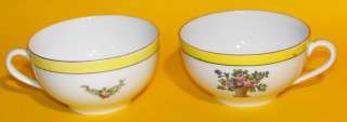 Vintage Noritake M Fine China Yellow Rim Flower/Vase Pattern Cups 