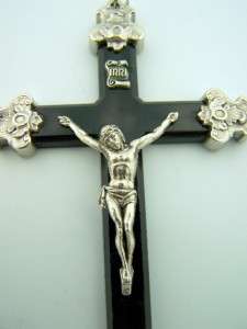   Silver Caps Pectoral Crucifix Cross Lucite Jesus Christ Black  