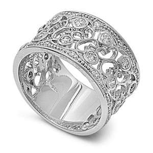   Anniversary Silver Ring Sterling 925 Victorian Design CZ Gem Sz 6   10