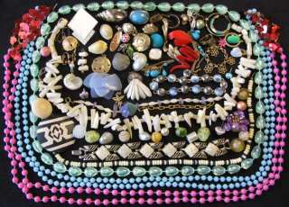 VINTAGE JEWELRY REPAIR CRAFT LOT MOTHER OF PEARL SHELL BEAD NECKLACE 