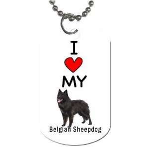  I Love My Belgian Sheepdog Hound Dog Tag 