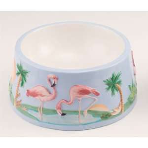  Elevated Porcelain Flamingo Pet Bowl