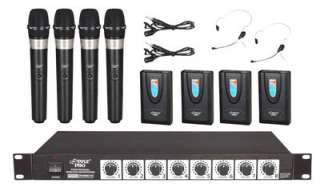 PDWM8700 Rack Mount Wireless Microphone System w/ 4 Lavalier & 4 