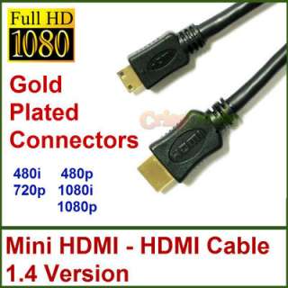 HDMI to Mini HDMI Cable Cord 6 FT Type C HDTV 1080P DV Gold Plated 