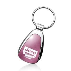 Jeep Grill Logo Burgundy Tear Drop Auto Key Chain, Official Licensed