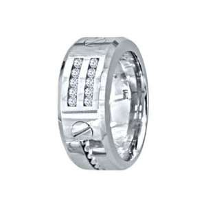   Diamonds Double Channel Set WIDE Tapered Edge Wedding Band Size   9