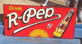   Old Rare R Pep Soda pop Metal Advertising Sign Unusual L@@K  