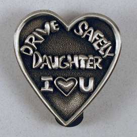 Drive Safely Daughter Car/Auto/Truck Visor Clip, Pewter  