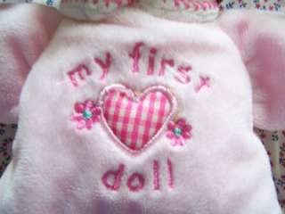 Carters My First Doll Pink Rattle Lovie Brunette EUC  
