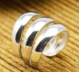   Silver 3 band cartilage ear cuff wraps clip Nonpierced earrings  
