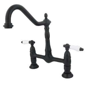   Brass PKS1175PL 8 inch center spread deck mount bridge kitchen faucet