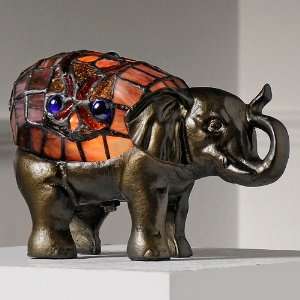  Tiffany Style Decorative Elephant Accent Lamp