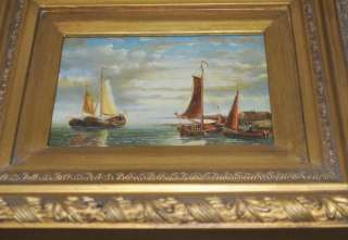 Pair Oil Paintings Seascape Atlantic Ship Boat Victoria  