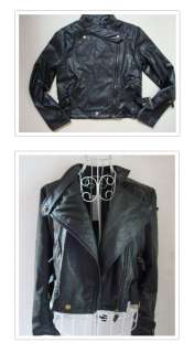   vintage Faux Leather punker blazer motor cropped biker Jacket  