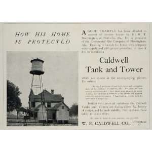 1902 Ad Caldwell Water Tank Tower W.T. Northington Home   Original 