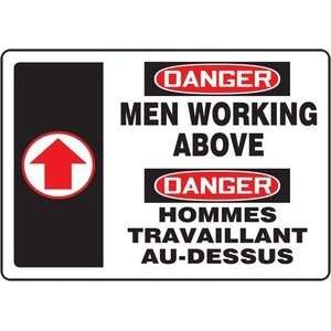    MEN WORKING ABOVE (BILINGUAL FRENCH) Sign   14 x 20 Adhesive Vinyl