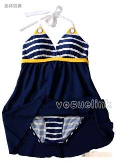 Padded Women Swimsuit Swimdress Navy Blue Monokini Swimwear M/L/XL 