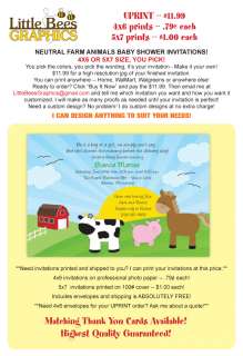 Barnyard Farm Animals Custom Baby Shower Invitations  