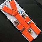 NEW ELASTIC suspenders/bra​c​es Orange 3 Clips Y BACK