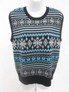 ESCADA SPORT Blue Wool Fair Isle Sleeveless Sweater L  