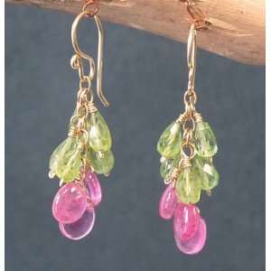    Sterling Silver Earrings Peridot and pink sapphire Jewelry