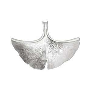  Ezel Findings Rhodium (plated) Ginkgo Leaf 40x30mm Charms 