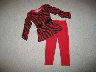 NEW Sassy Zebra Knit Dress Legging RED Girls Fall 12m  
