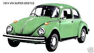 1974 VW SUPER BEETLE (GREEN) MAGNET  