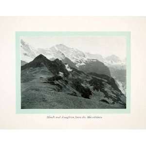 1910 Print Monch Jungfrau Mannlichen Bernese Alps Switzerland Valais 