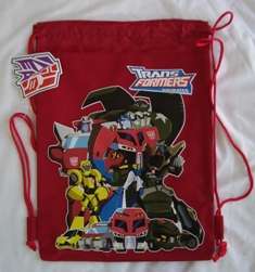 Transformers Drawstring Backpack Sling Tote Bag RED )  