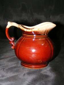 Vintage McCoy USA Pottery LOVELY Brown Drip # 7528 Small 5 1/8 TALL 