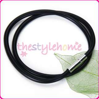 3mm Black Rubber Necklace Cord w/ Clasp Jewelry Craft Cord Chain U 