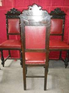NICE CARVED ANTIQUE WALNUT DINING ROOM CHAIRS 11IT066C  