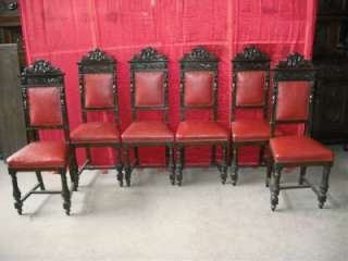 NICE CARVED ANTIQUE WALNUT DINING ROOM CHAIRS 11IT066C  