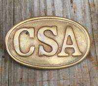 SOLID BRASS Oval C.S.A, Belt Buckle Bear Paw back Confederate Style 