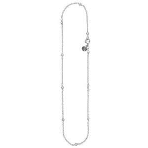  Sterling Silver Thin Cable Chain with Pearls   16 