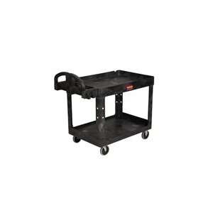  Black Heavy Duty 2 Shelf Utility Cart, 25 7/8 x 45 1/4 