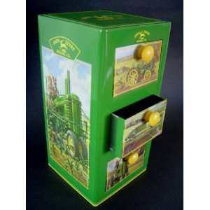  John Deere 3 drawer Tin Cabinet with Wood Handles Office 