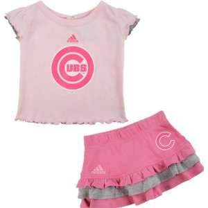  Chicago Cubs Pink Girls (4 6) Cap Sleeve T Shirt and Skirt 