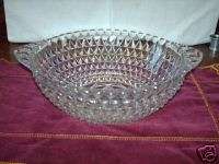 Vintage Hobnail & Teardrop Handled Glass Serving Bowl  
